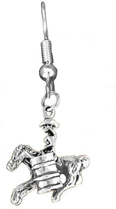 Barrel Racing, Cowgirl, Western, Sterling Silver Solid .925 Sterling, Not Plated Or Coated. On A Fishhook Earring, Charm-Nickel, Lead, Cadmium Free. ©2015