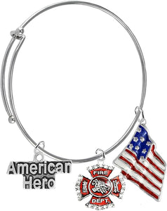 Firefighter's American Hero Adjustable Bracelet, Safe-Nickel, Lead & Cadmium Free!