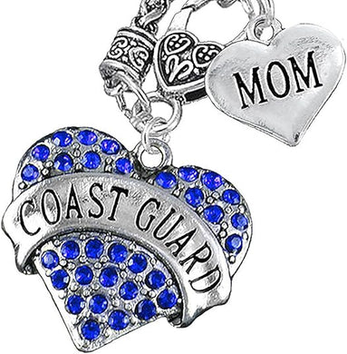 Coast Guard Mom Heart Necklace, Hypoallergenic, Will NOT Irritate Anyone with Sensitive Skin. Safe- Nickel, Lead and Cadmium Free