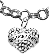 The Perfect Gift, Quinceanera Genuine Crystal Heart, Hypoallergenic Adjustable Rolo Chain Necklace, Safe-Nickel, Lead & Cadmium Free!