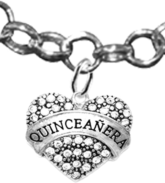 The Perfect Gift, Quinceanera Genuine Crystal Heart, Hypoallergenic Adjustable Rolo Chain Necklace, Safe-Nickel, Lead & Cadmium Free!