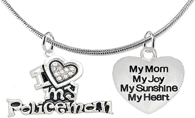 Policeman's, I Love My Policeman, My Mom, My Joy, My Sunshine, Adjustable, Hypoallergenic, Safe-Nickel, Lead, Free
