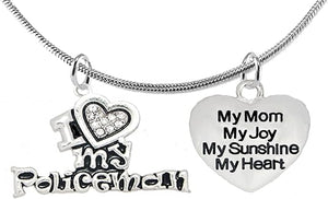 Policeman's, I Love My Policeman, My Mom, My Joy, My Sunshine, Adjustable, Hypoallergenic, Safe-Nickel, Lead, Free