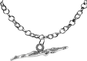 Swim, Swimmer, Diver, Swimming, Adjustable 14-21 Inch Rolo Necklace, Nickel, Lead, And Cadmium Free-Hypoallergenic