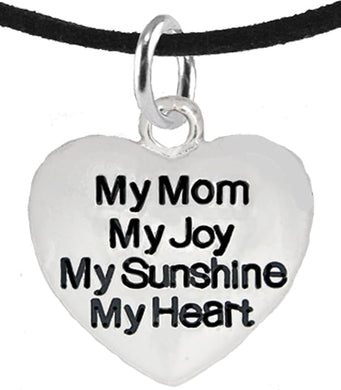 Message Jewelry, My Mom, My Joy, My Sunshine, My Heart, Adjustable Necklace, Hypoallergenic, Safe-Nickel, Lead, Free