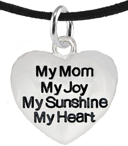 Message Jewelry, My Mom, My Joy, My Sunshine, My Heart, Adjustable Necklace, Hypoallergenic, Safe-Nickel, Lead, Free