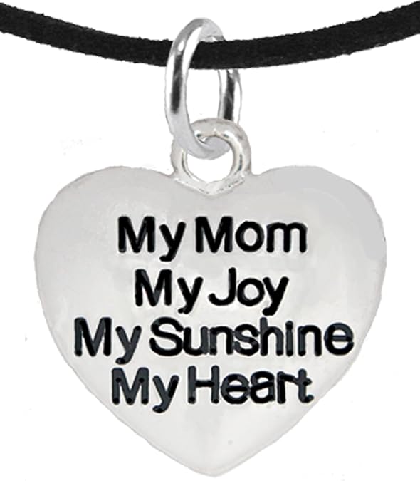 Message Jewelry, My Mom, My Joy, My Sunshine, My Heart, Adjustable Necklace, Hypoallergenic, Safe-Nickel, Lead, Free