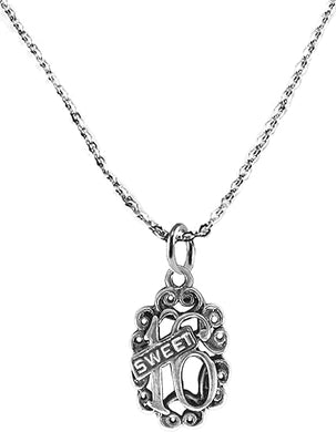 Sweet 16 With Decorative Delicate Scrollwork, Adjustable 18-21 Inch Cable Chain Necklace, Nickel, Lead, And Cadmium Free-Hypoallergenic