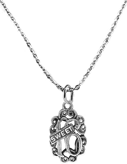 Sweet 16 With Decorative Delicate Scrollwork, Adjustable 18-21 Inch Cable Chain Necklace, Nickel, Lead, And Cadmium Free-Hypoallergenic