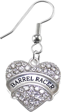Barrel Racer, Cowgirl, Genuiine Crystal Heart, Sterling Silver Solid .925 Sterling, Not Plated Or Coated. Fishhoook Earring, Charm-Nickel, Lead, Cadmium Free2020