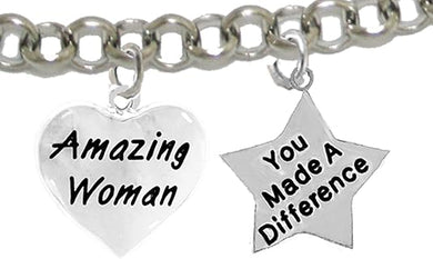 Amazing Women, You Made A Difference, Motivational Adjustable Bracelet, Hypoallergenic, Safe-Nickel, Lead, Cadmium Free
