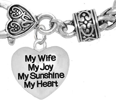 Message Jewelry, My Wife, My Joy, My Sunshine, My Heart, Hypoallergenic, Safe-Nickel, Lead, Free