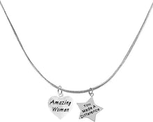 Amazing Women, You Made A Difference, Motivational Adjustable Chain Necklace, Hypoallergenic, Safe-Nickel, Lead, Cadmium Free