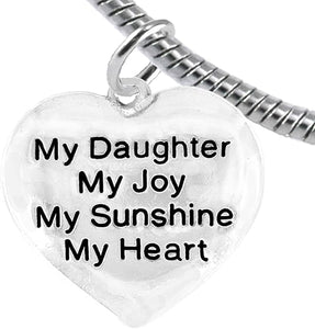 Message Jewelry, My Daughter, My Joy, My Sunshine, My Heart, Bracelet, Hypoallergenic, Safe-Nickel, Lead, Free