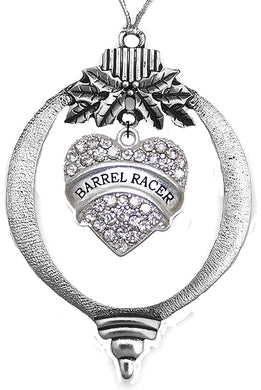 Barrel Racer Genuine Austrian Crystal Heart, Silvertone Christmas Ornament, What A Wonderful Gift For Yourself,Or Someone Special,Looks Great On The Tree, Comes Gift Ready In A Black Velvet Bag