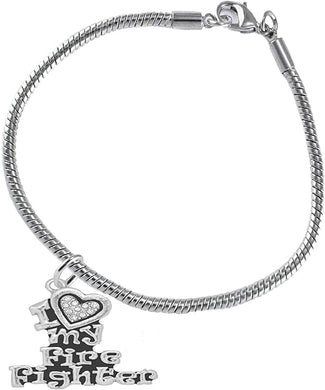 Firefighter, I Love My Firefighter, Genuine Crystal, Bracelet, Hypoallergenic, Safe-Nickel, Lead, Free