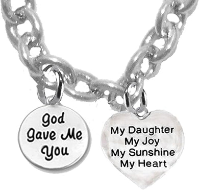 Childrens, God Gave Me You, My Daughter, My Joy, My Sunshine, My Heart Hypoallergenic Adjustable Necklace, Safe-Nickel, Lead And Cadmium Free