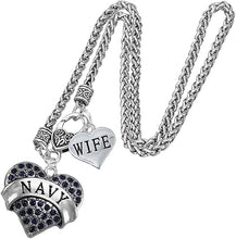 Navy Wife Blue Crystal Heart Necklace, Hypoallergenic, Will NOT Irritate Anyone with Sensitive Skin. Safe- Nickel, Lead and Cadmium Free