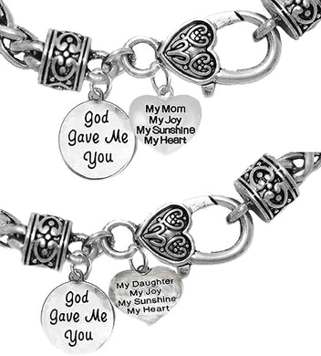 Very Special Mother Daughter, God Gave Me You, My Mom, My Daughter... Bracelets (2), Hypoallergenic, Safe-Nickel, Lead And Cadmium Free