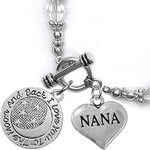 Nana, I Love You to The Moon and Back Clear Crystal Charm Bracelet, Hypoallergenic, Safe, Nickel, Lead & Cadmium Free.