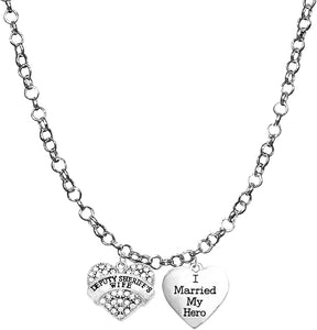 Deputy Sheriff's Wife, I Married My Hero, On A Adjustable Rolo Chain Necklace, Hypoallergenic Safe-Nickel, Lead And Cadmium Free
