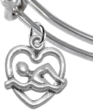 I Love Swimming Adjustable Charm Bracelet, Hypoallergenic, Safe-Nickel Free, No Poisonous Lead Or Cadmium
