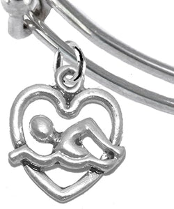 I Love Swimming Adjustable Charm Bracelet, Hypoallergenic, Safe-Nickel Free, No Poisonous Lead Or Cadmium