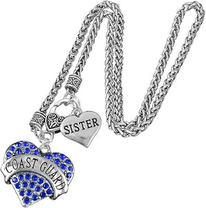 Coast Guard Sister Heart Necklace, Hypoallergenic, Will NOT Irritate Anyone with Sensitive Skin. Safe- Nickel, Lead and Cadmium Free