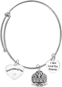 Granddaughter, I Will Love You Forever, Army Hypoallergenic, Safe-Nickel Free, No Poisonous Lead Or Cadmium