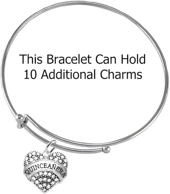 The Perfect Gift, Quinceanera Genuine Crystal Heart, Adjustable, Hypoallergenic Bracelet, Safe-Nickel, Lead & Cadmium Free!