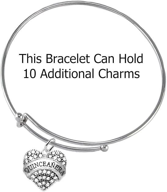 The Perfect Gift, Quinceanera Genuine Crystal Heart, Adjustable, Hypoallergenic Bracelet, Safe-Nickel, Lead & Cadmium Free!