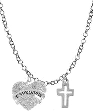 Caregiver, RN, Nurse, High Polished Cross, Adjustable Charm Necklace, Hypoallergenic, Safe-Nickel, Lead, Free
