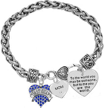 Coast Guard Mom, to The World You May Be Someone Charm Bracelet, Crystal Heart Mom, Hypoallergenic, Safe- Nickel, Lead, and Cadmium Free