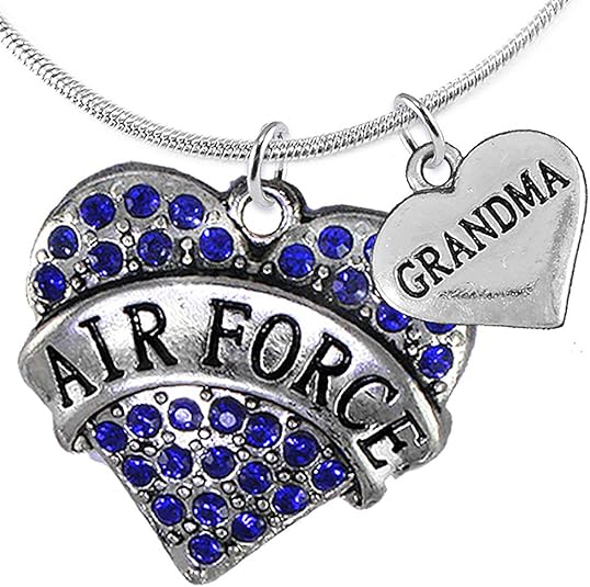 Air Force Grandma Heart Necklace, Adjustable, Hypoallergenic, Will NOT Irritate Anyone with Sensitive Skin. Safe- Nickel, Lead and Cadmium Free