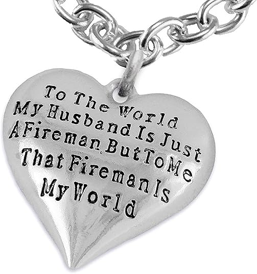 My Firefighter is My World, Wife Adjustable Necklace, Hypoallergenic, Safe-Nickel, Lead, Cadmium Free