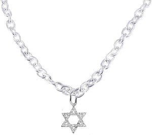 Jewish Crystal Star Of David On A Toggle Cable Chain Necklace Hypoallergenic, Safe-Nickel, Lead, And Cadmium Free