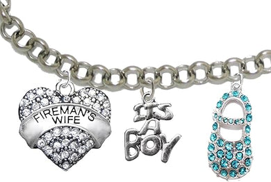 Firefighter's, Wife's, It's A Boy, Bracelet, Hypoallergenic, Safe-Nickel, Lead, Cadmium Free
