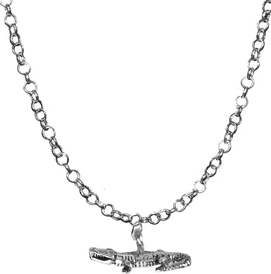 Alligator, Crocodile Necklace, Adjustable 14-21 Inch Rolo Chain Necklace, Nickel, Lead, And Cadmium Free-Hypoallergenic