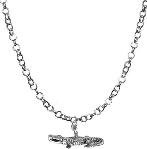 Alligator, Crocodile Necklace, Adjustable 14-21 Inch Rolo Chain Necklace, Nickel, Lead, And Cadmium Free-Hypoallergenic