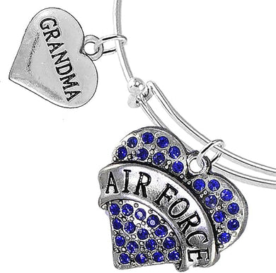Air Force Grandma Bracelet, Adjustable, Hypoallergenic, Will NOT Irritate Anyone with Sensitive Skin. Safe- Nickel, Lead and Cadmium Free