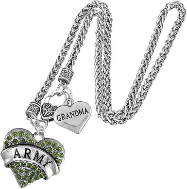 Army Grandma Heart Necklace, Hypoallergenic, Will NOT Irritate Anyone with Sensitive Skin. Safe- Nickel, Lead and Cadmium Free