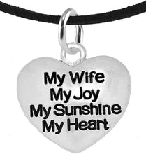 Message Jewelry, My Wife, My Joy, My Sunshine, My Heart, Adjustable Necklace, Hypoallergenic, Safe-Nickel, Lead, Free