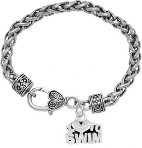 I Love Swimming Bracelet, Hypoallergenic, Safe-Nickel Free, No Poisonous Lead Or Cadmium