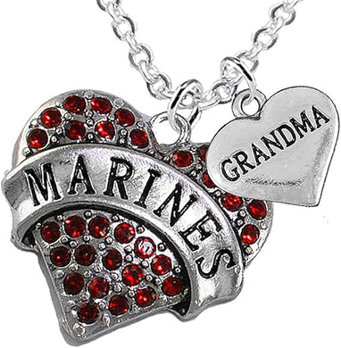 Marine Grandma Heart Necklace, Adjustable, Hypoallergenic, Will NOT Irritate Anyone with Sensitive Skin. Safe- Nickel, Lead and Cadmium Free