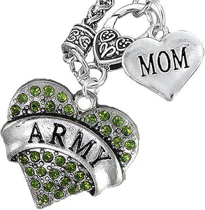 Army Mom Heart Necklace, Hypoallergenic, Will NOT Irritate Anyone with Sensitive Skin. Safe- Nickel, Lead and Cadmium Free