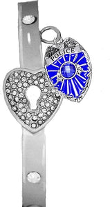 Policeman's, The Key to My Heart Cuff Crystal Bracelet, It Really Locks! Hypoallergenic, Safe-Nickel, Lead, Free