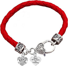 ROTC, Mom Of A Hero In Training,Genuine Marine Red Leather Bracelet, Hypoallergenic Safe-Nickel, Lead And Cadmium Free