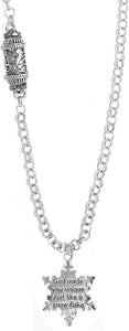 Jewish Snowflake, God Made You Unique Just Like A Snowflake, And A Mezzuah On A Rolo Chain Necklace Hypoallergenic, Safe-Nickel, Lead, And Cadmium Free