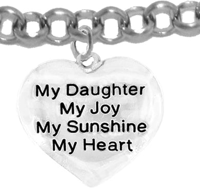 Message Jewelry, My Daughter, My Joy, My Sunshine, My Heart, Adjustable Rolo Chain Bracelet, Hypoallergenic, Safe-Nickel, Lead, Free