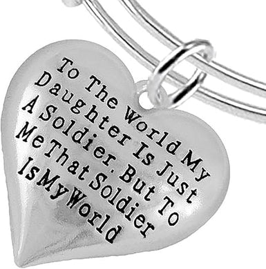 Army, Enlisted Daughter, My Daughter is My World Bracelet, Hypoallergenic-Safe
